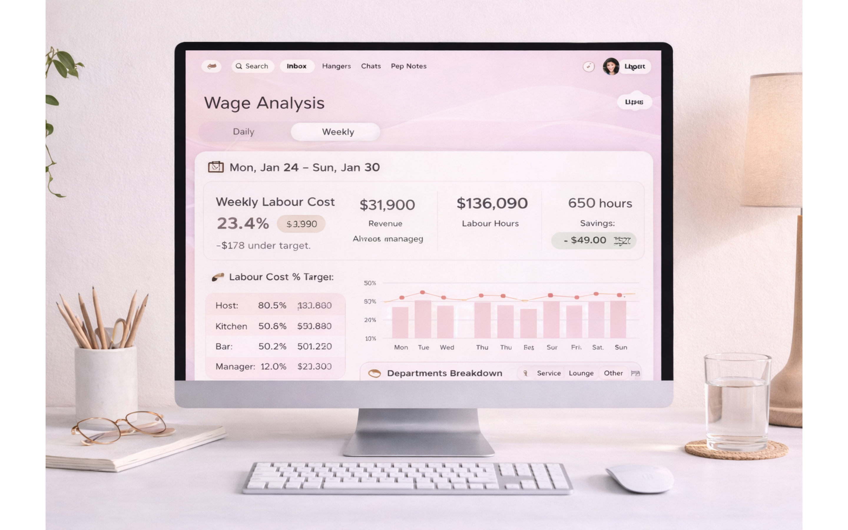 Wage analysis mockup on computer